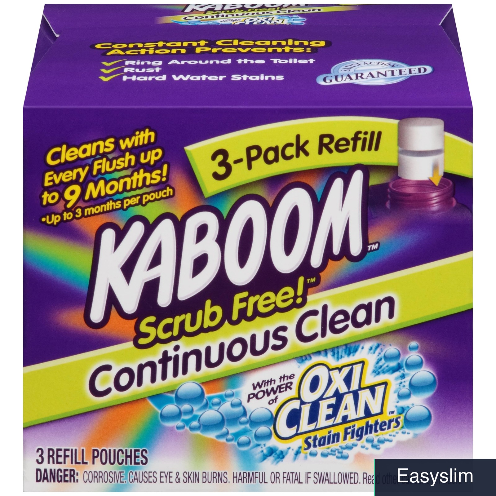 Kaboom Scrub Free Continuous Clean Toilet Bowl Cleaner Refill, 3-Pack