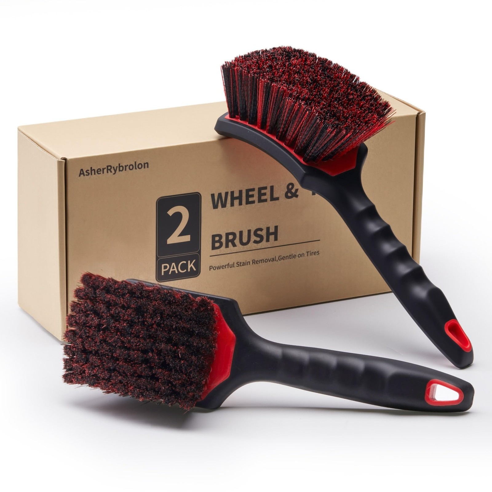 Car Wheel & Tire Brush Set, 2Pack Tire Brush and Wheel Rim Brush, Soft & Stif.