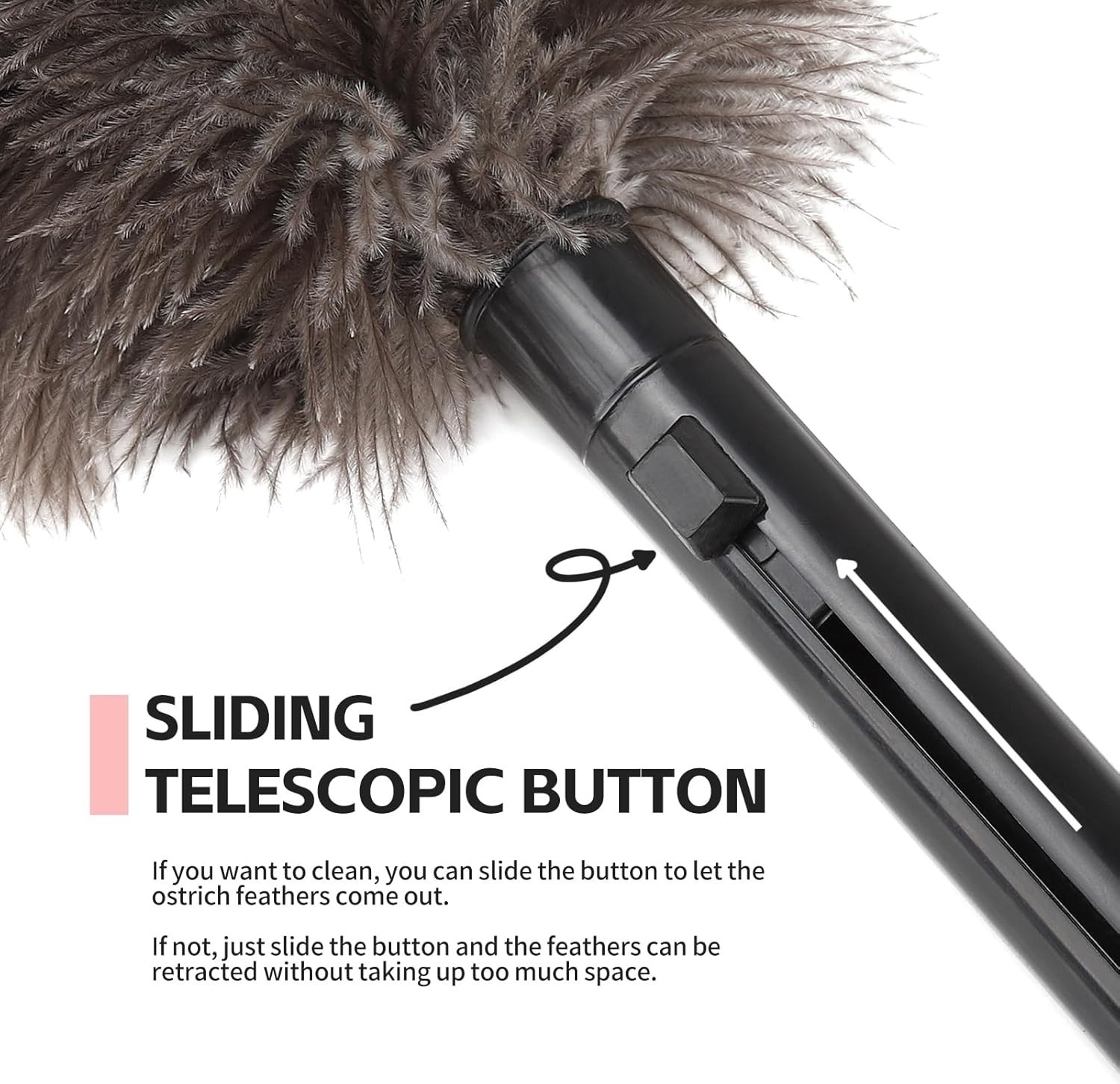 Extendable Ostrich Feather Duster – Lightweight, Anti-Static, Handheld Elegance