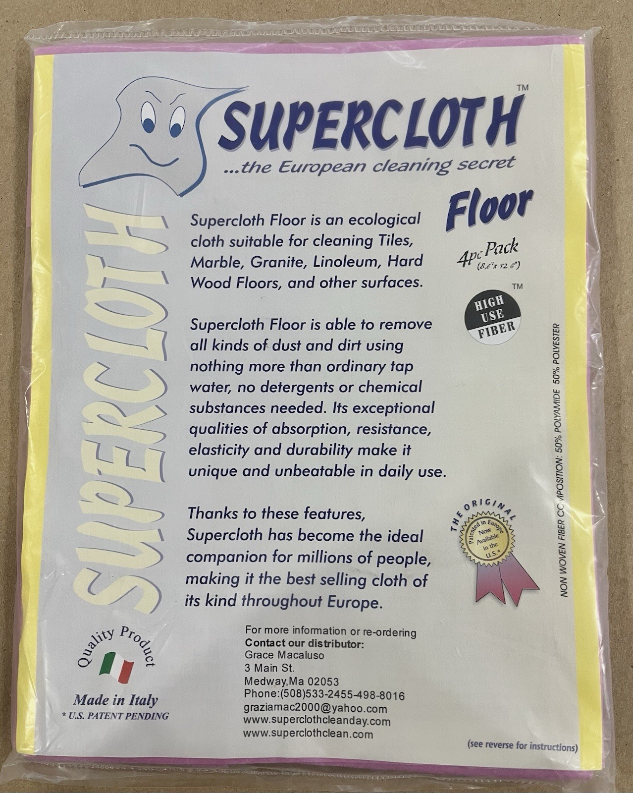 Supecloth Floors Made In Italy Microfiber Cleaning Cloth 4 Pack 8” X 12”