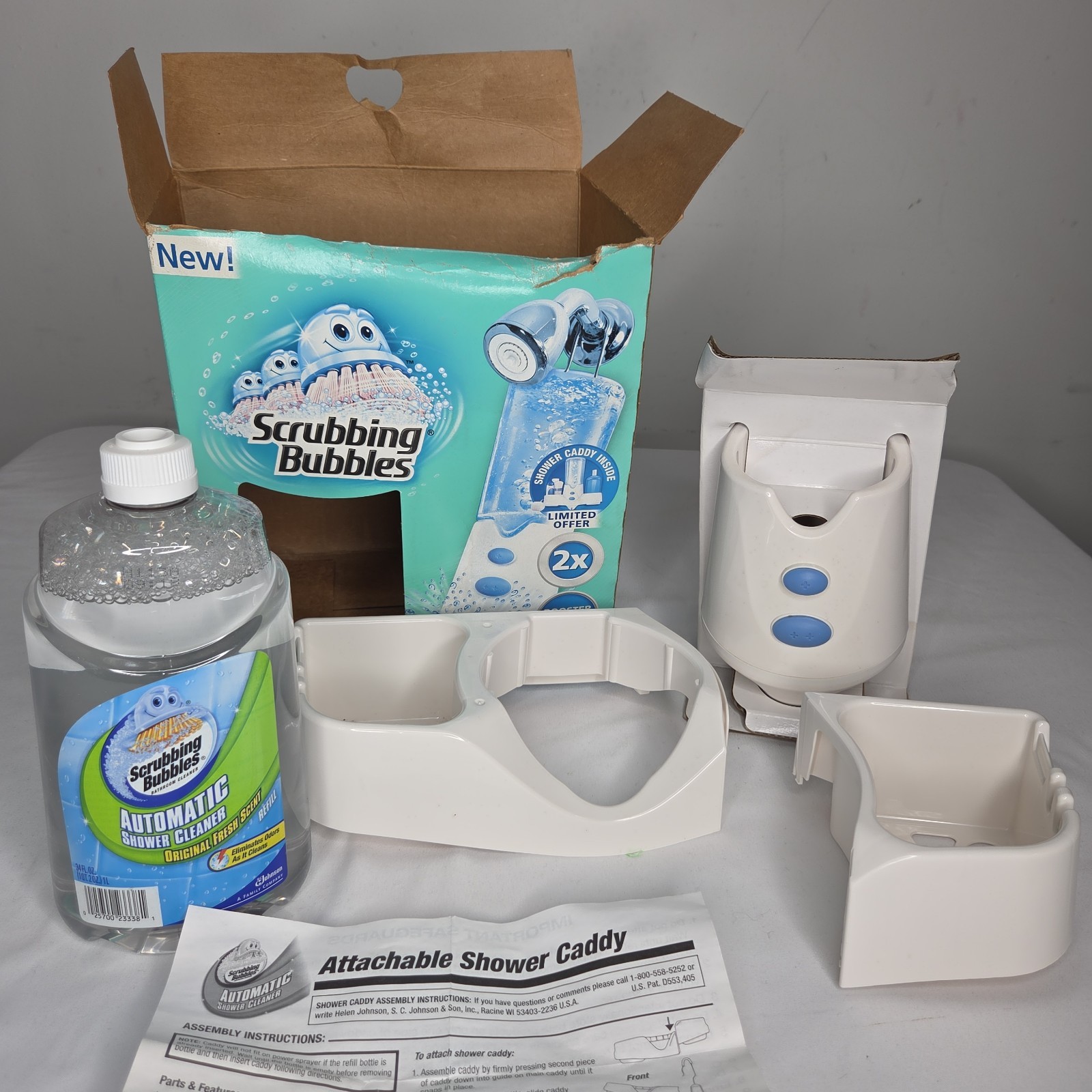 Scrubbing Bubbles Automatic Shower Cleaner Bathroom Booster Set Kit Damage Box