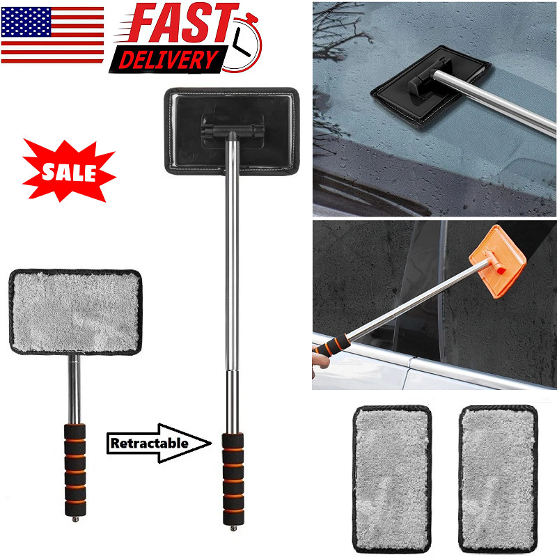 Windshield Cleaning Tool Kit Car Window Glass Wiper Cleaner Brush Pad Extendable