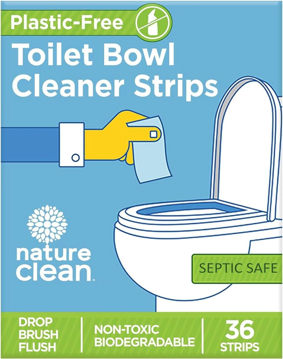 Non-Toxic Toilet Bowl Cleaners Strips 36 Count, Plastic-Free Packaging, Natural
