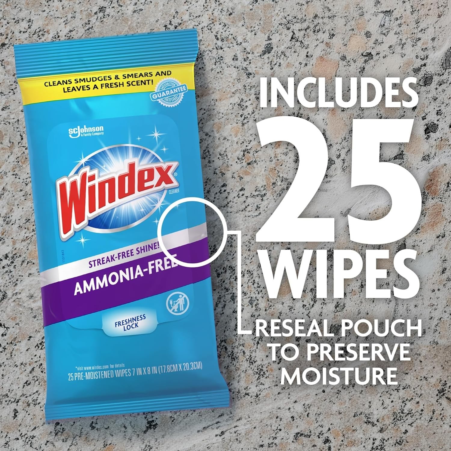 Crystal Rain Scent Windex Glass Wipes, 25 Count – Effortlessly Clean Surfaces