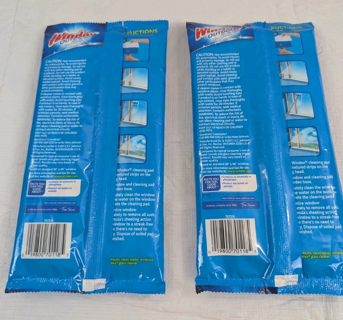 Windex Outdoor All In One Glass Window Cleaning Refill Pads 2 packs-4 Pads Total
