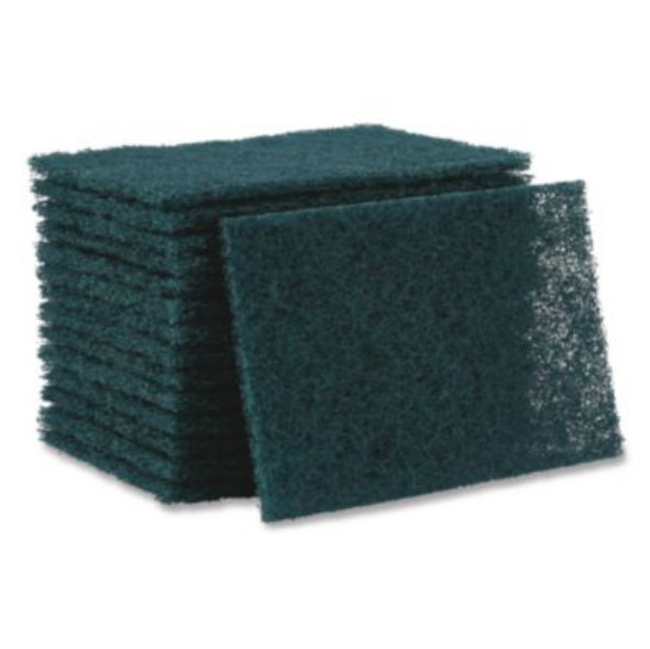 Boardwalk BWK186 Heavy-Duty Scouring Pad, 6 x 9, Green, 15/Carton