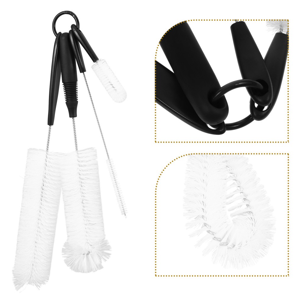 4Pcs Long Handle Bottle Scrubber Brushes Reusable Nylon with Stainless Steel