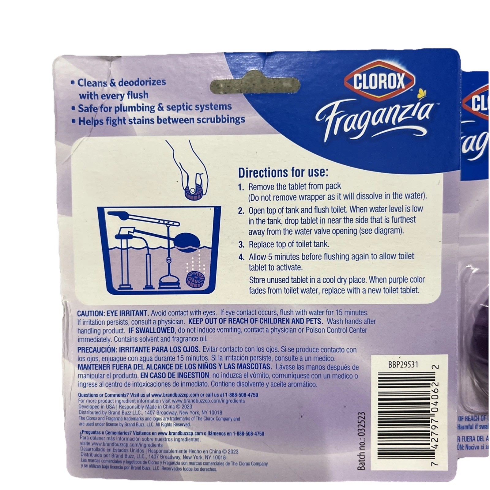 Clorox Fraganzia Toilet Bowl Cleaner Tablets 2 tablets each 2-Pack 4 Tablets DBF