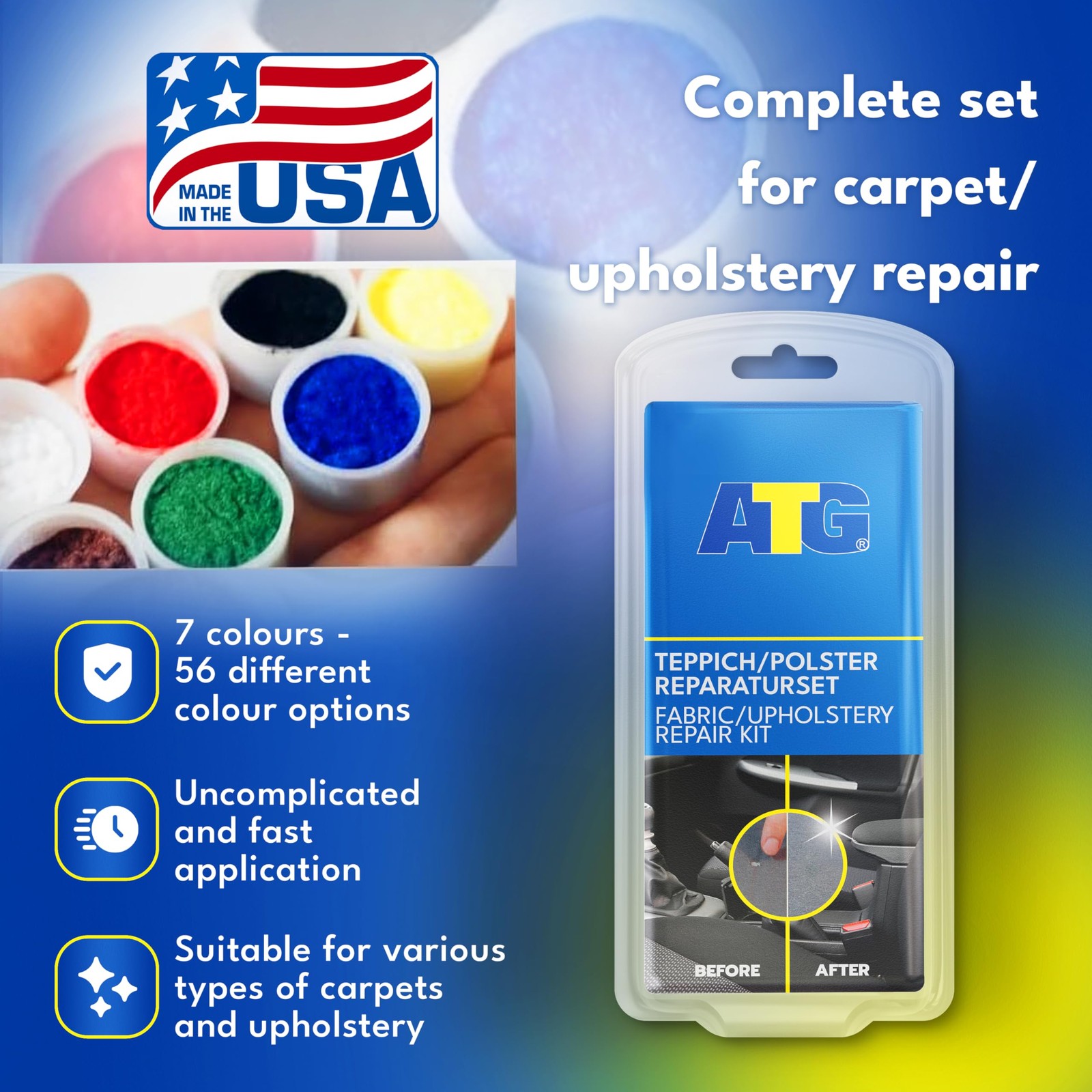 Upholstery Repair Kit – Car Seat Repair Kit Fabric – Fabric Repair Kit – Carp…