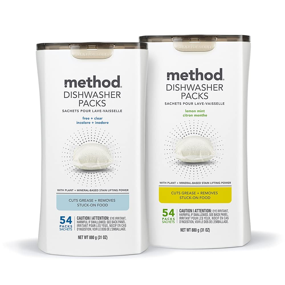 Method Dishwasher Detergent Packs, Lemon Mint, Dishwashing Rinse Aid to Lift …