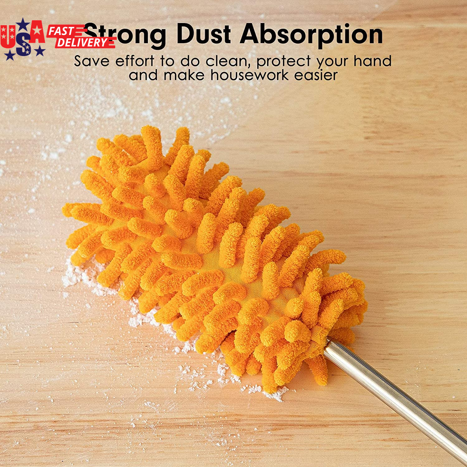Microfiber Duster for Cleaning, Hand Washable Dusters with 2Pcs Replaceable Mic
