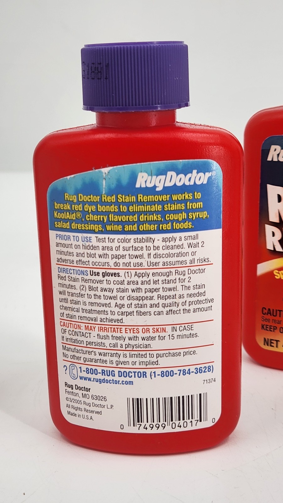 Lot of 4 Rug Doctor Spot Treatment Set Wax Red Rust Gum Remover Small Bottles