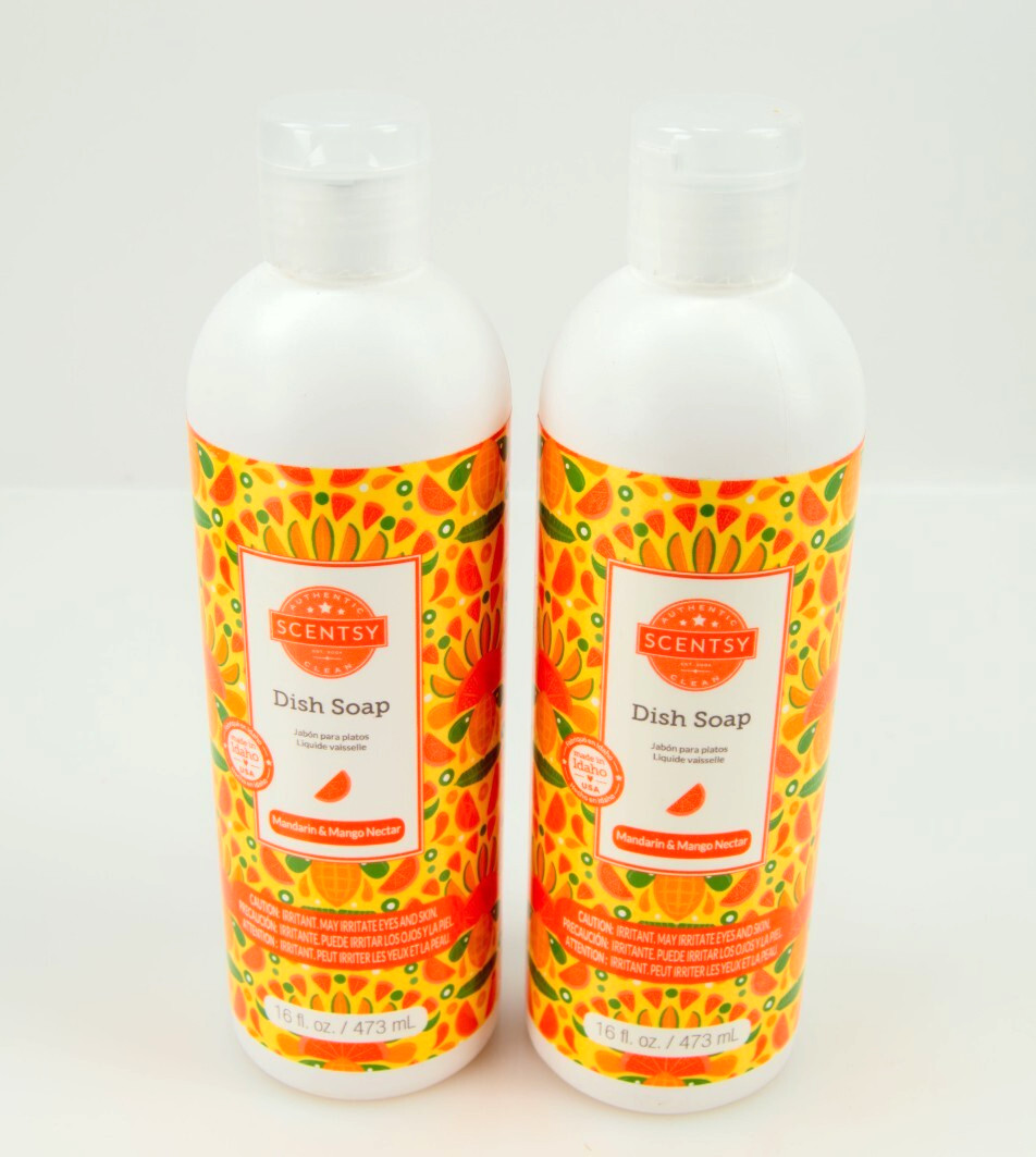2 Bottles Of Scentsy Dish Soap Mandarin & Mango Nectar Scent 16 fl. oz.