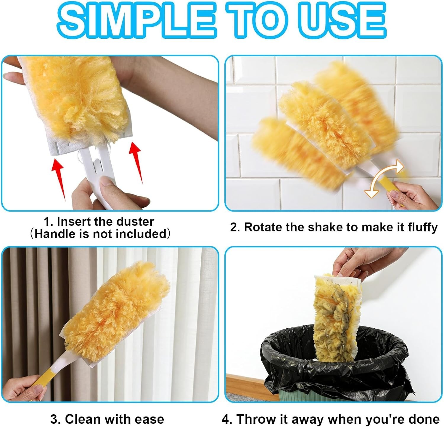 20 Pack Heavy Duty Duster Refills for Swiffer, Multi-Surface 360° Disposable Dus
