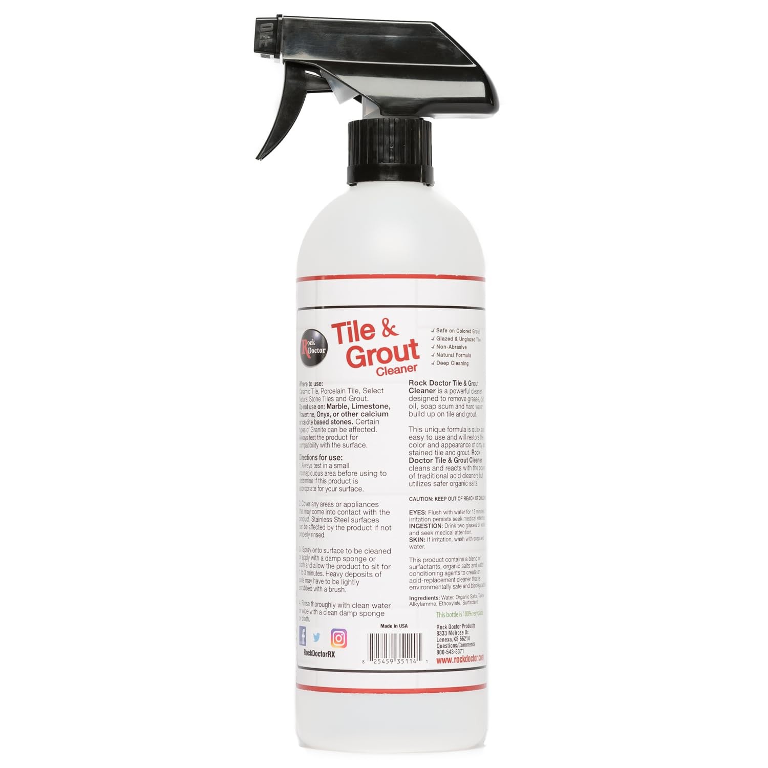 Natural Tile and Grout Cleaner, Remove Stains Dirt, Oil, and Soap Scum, Heavy…