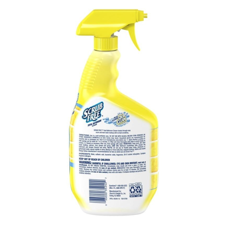 Scrub Free Total Bathroom Cleaner with OxiClean, Lemon Scent, 32 fl oz