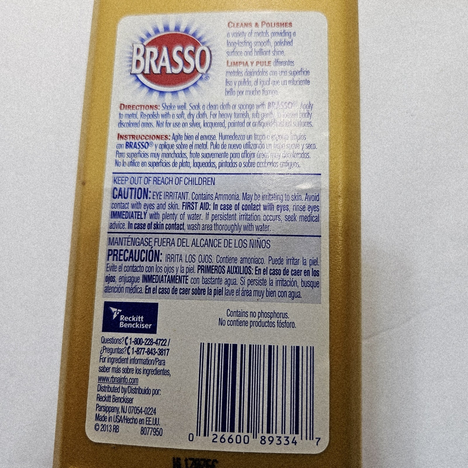 BRASSO Metal Polish Cleaner Brass Copper Stainless Chrome Aluminum Pewter