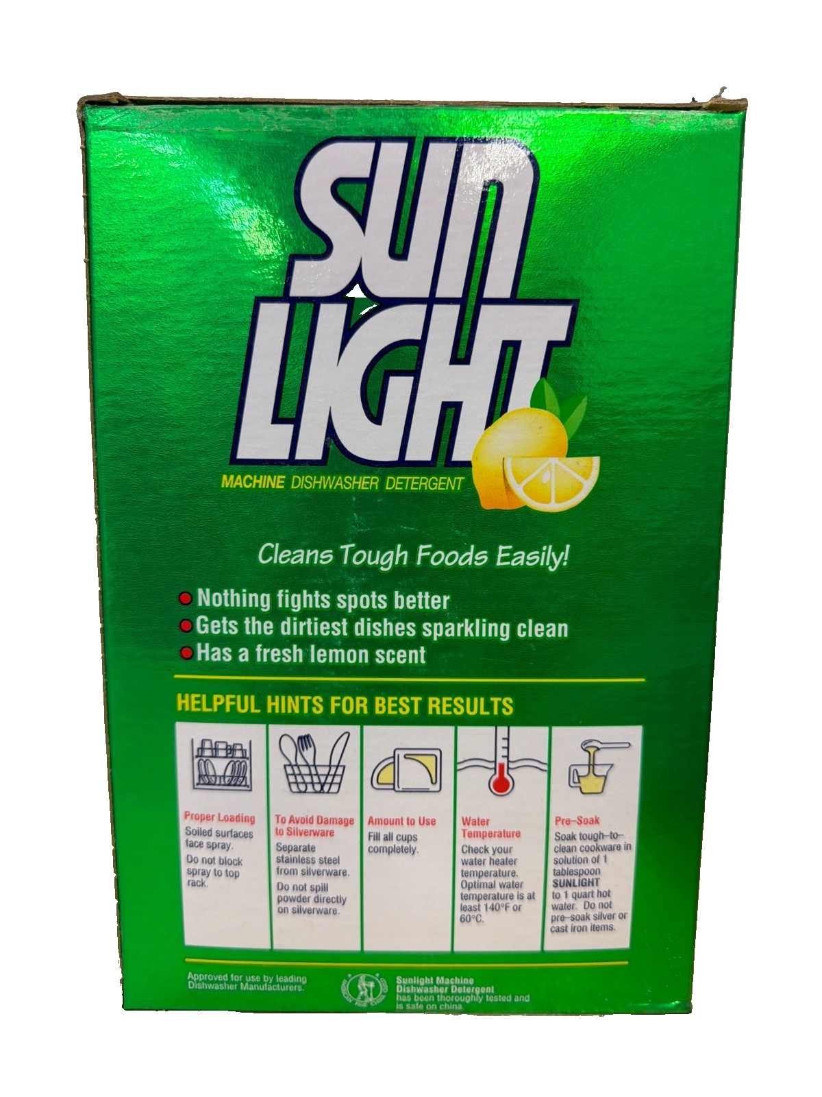 Vintage Sun Light Dishwasher Detergent Powder Box Heavy Duty Clean 3lb 2oz