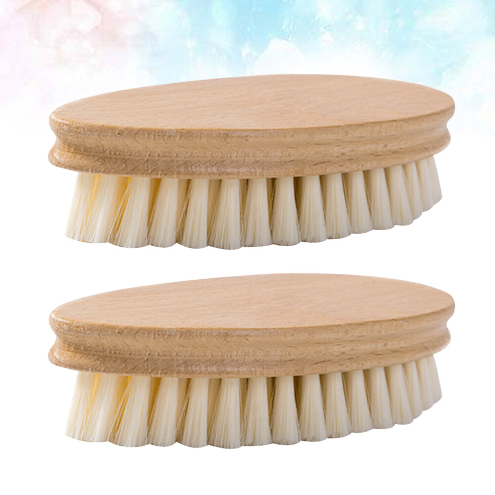 2 Pcs Wood Hand Brush Boot Brush Wooden Shoe Brush Shoes Cleaning Brush