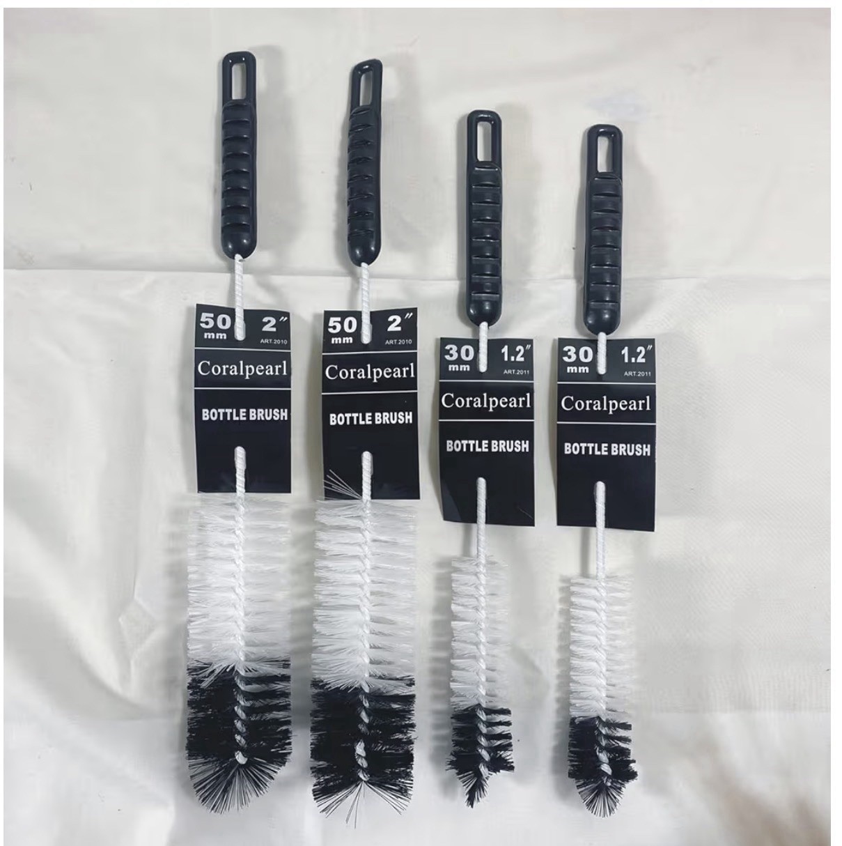 Coralpearl Bottle Brushes Thin Long Handle X 4, Utility Skinny Wire Cleaner Set