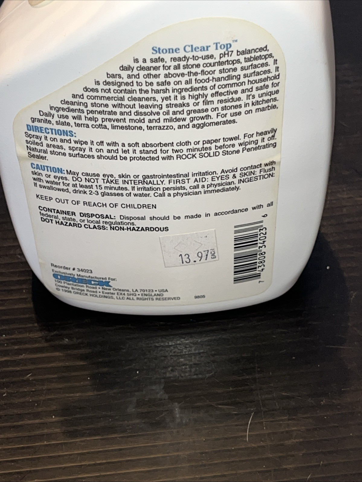 Vintage NOS Oreck Stone Countertop Cleaner Discontinued 1998 Original 32oz
