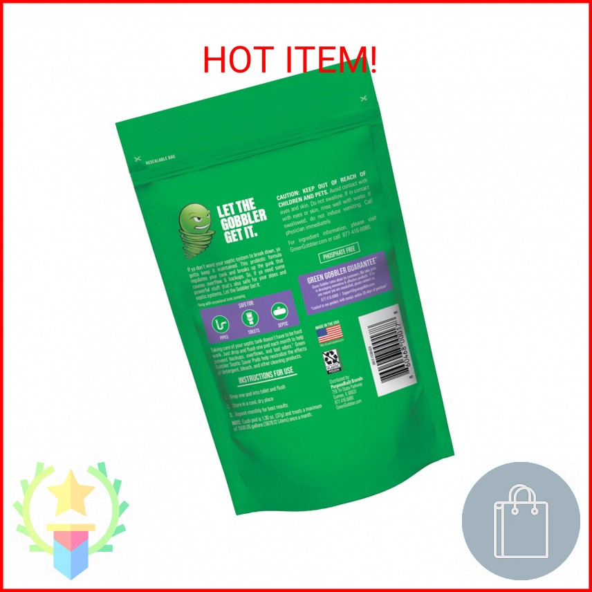 Green Gobbler Septic Tank Treatment Packets, 12 Month Supply – Powerful Natural