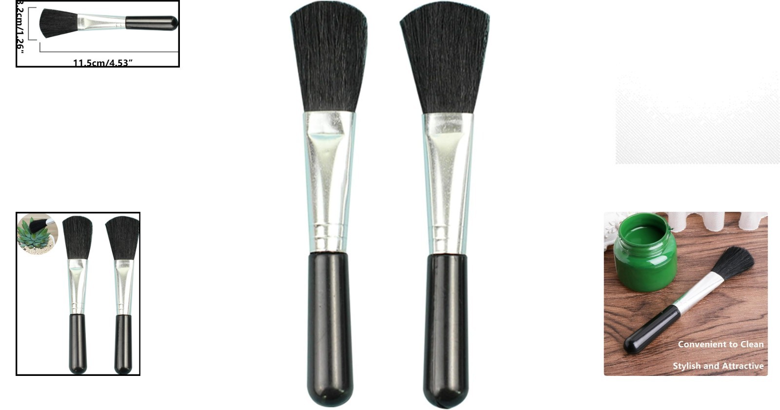 Elegant Black 2-Pc Duo: Plant Leaf Cleaner & Miniature Moss Brush for Gardens