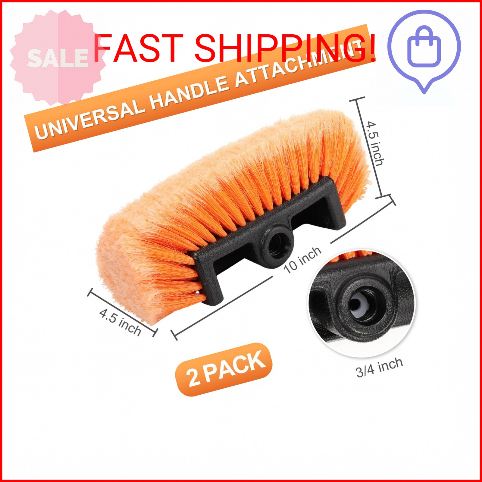 Tanlade 2 Pcs Car Wash Brush Head with Soft Detailing Bristle Flow Thru Car Clea