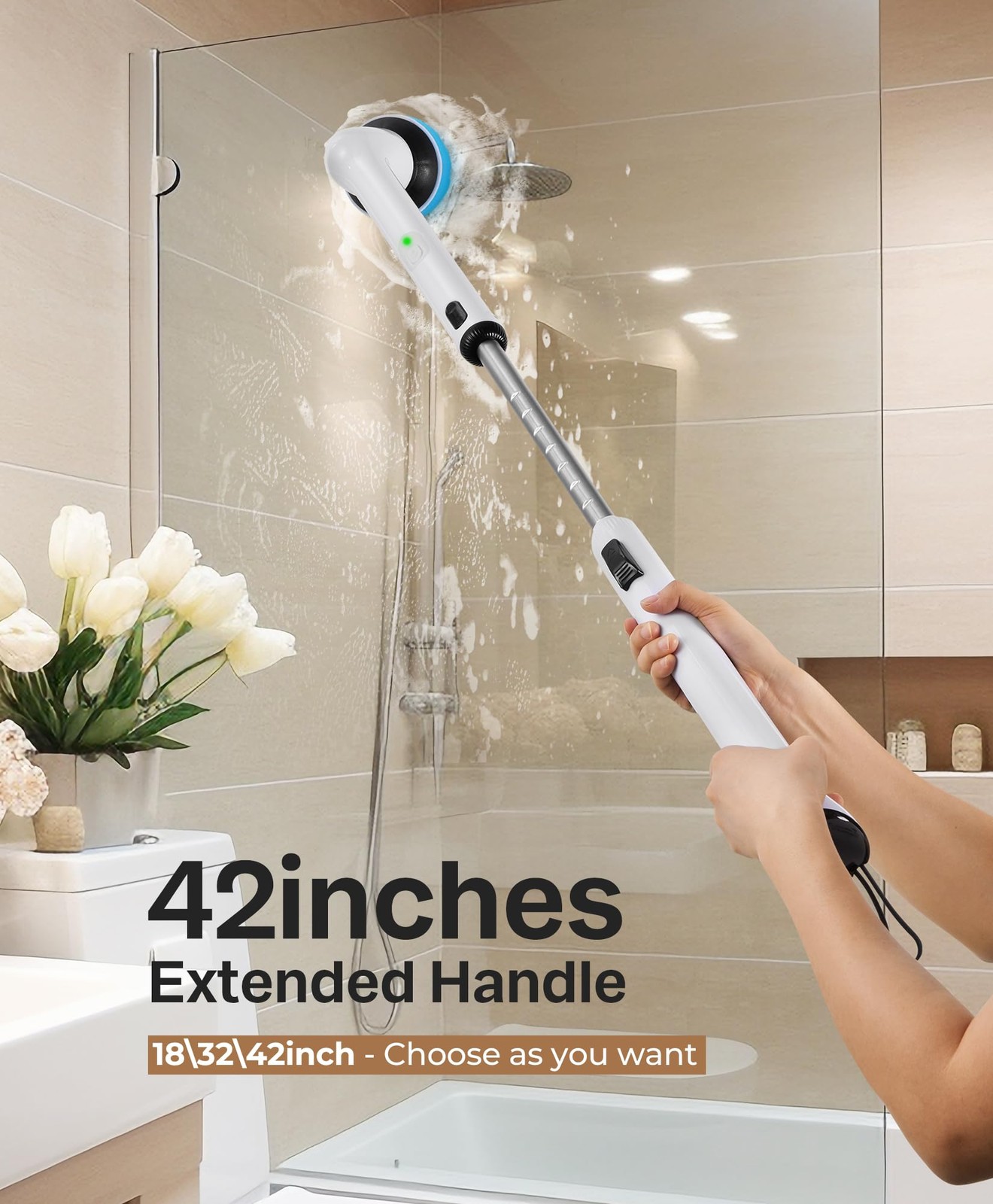 Electric Spin Scrubber, New Full-Body IPX7 Waterproof Bathroom Cleaner Brush,…
