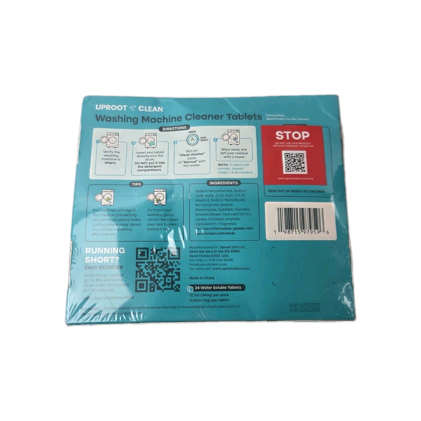 Uproot Clean Washing Machine Cleaner Ultra 24 Tablets New In Box Get Rid of Odor