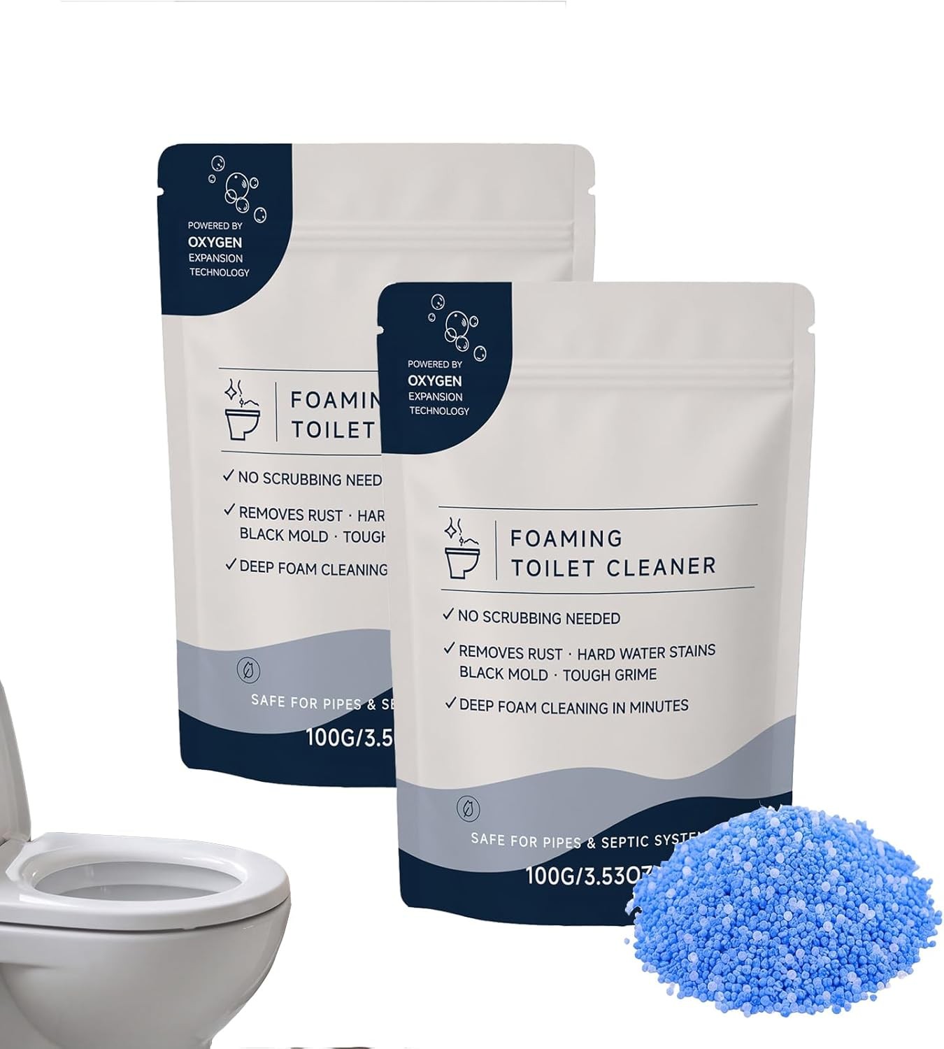 Foaming Toilet Bowl Cleaner – Oxygen Foam Formula for Cleaning Stain Removal