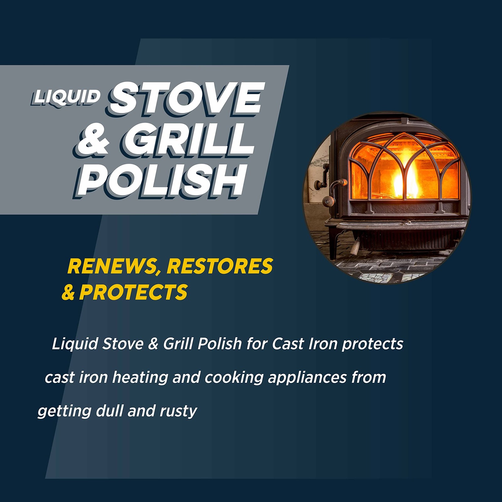 Rutland Liquid Stove and Grill Polish for Cast Iron and Steel – Restores Wood St