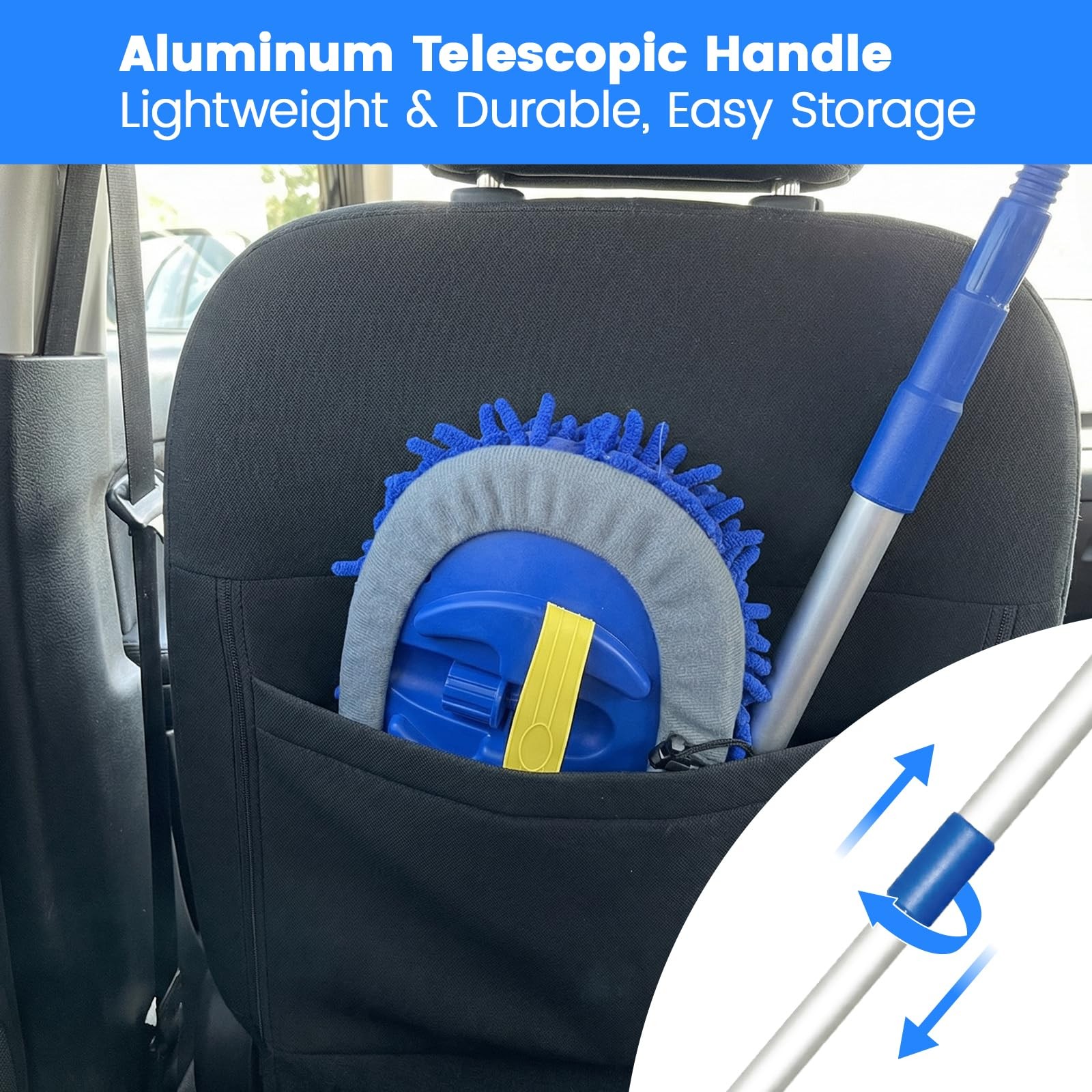41″Car Cleaning Brush with Telescopic Handle Aluminum Alloy Long Rod Chenille