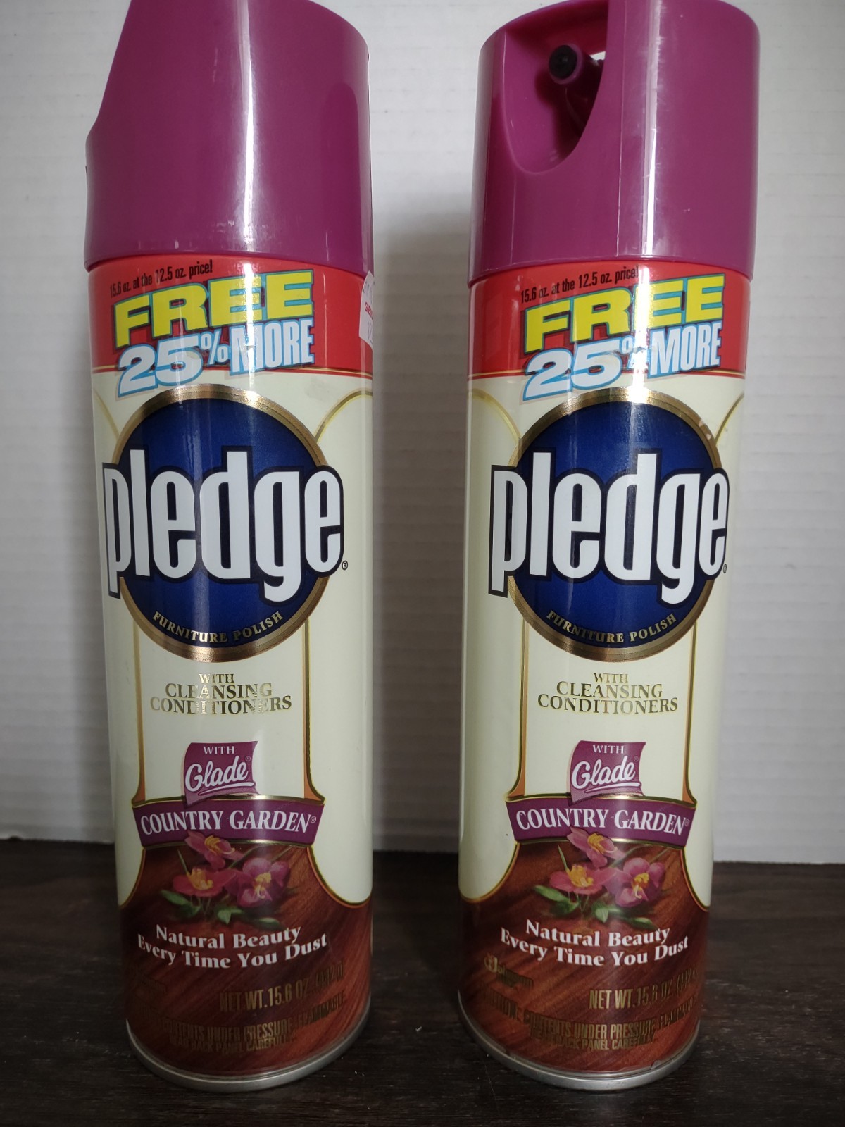 2-Vintage PLEDGE with GLADE COUNTRY GARDEN FURNITURE Polish Spray 1998 NOS
