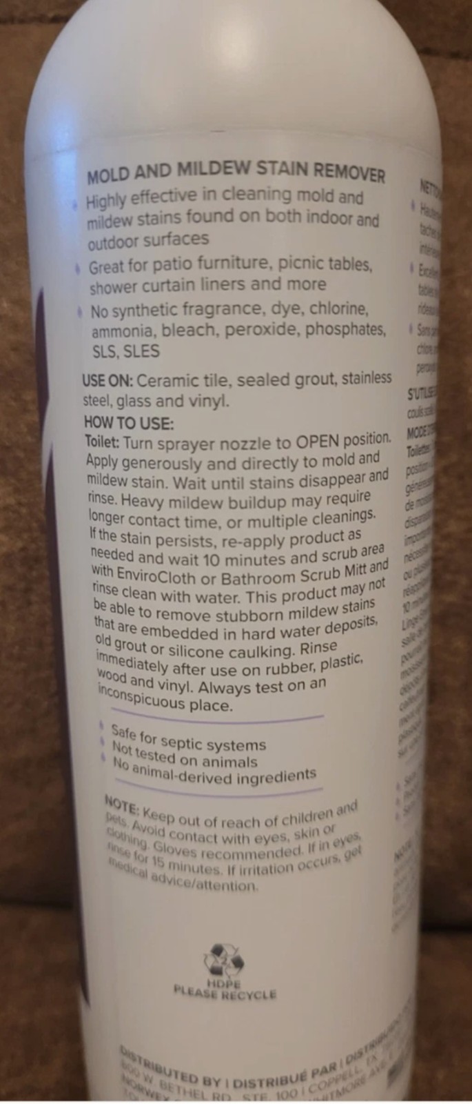 NEW Norwex Mold and Mildew Stain Remover With Spray Top