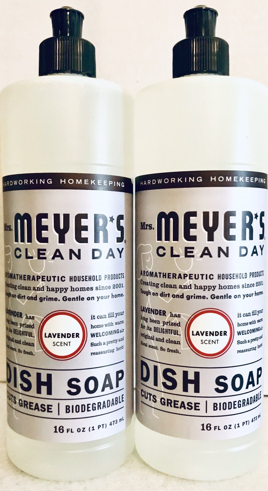 2 Bottles Mrs. Meyer’s 16 Oz Clean Day Lavender Scent Biodegradable Dish Soap