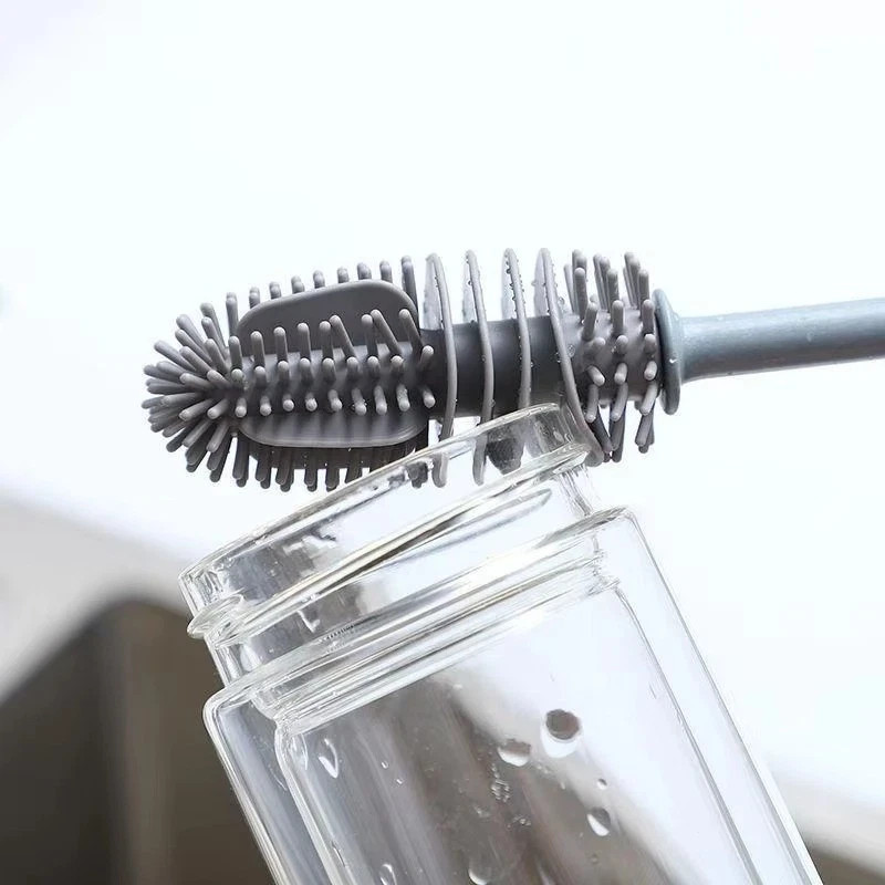 Silicone Bottle Brush Cleaner Long Handle Milk Cup Glass Cleaning Kitchen Tool