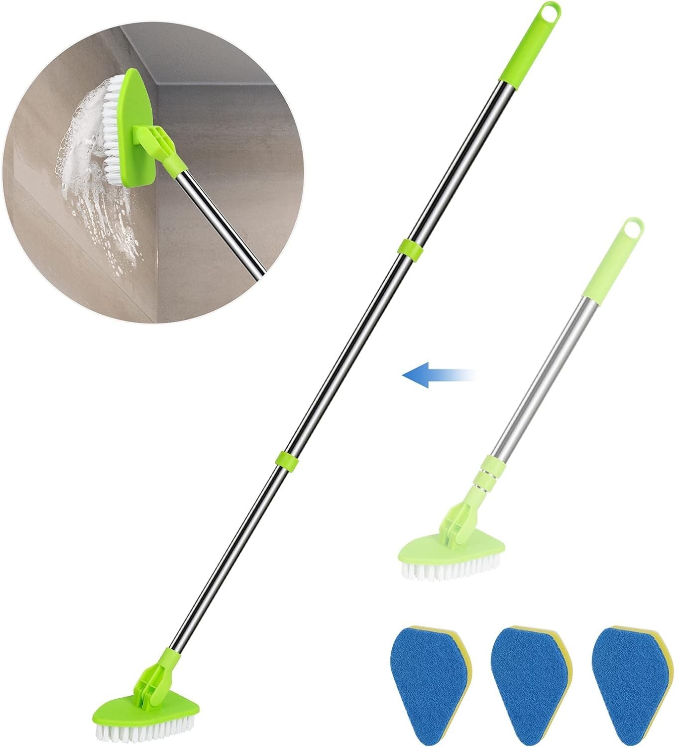 Luxury 2-in-1 Cleaning Brush Set with Extendable 37” Handle for Shower & Bathtub