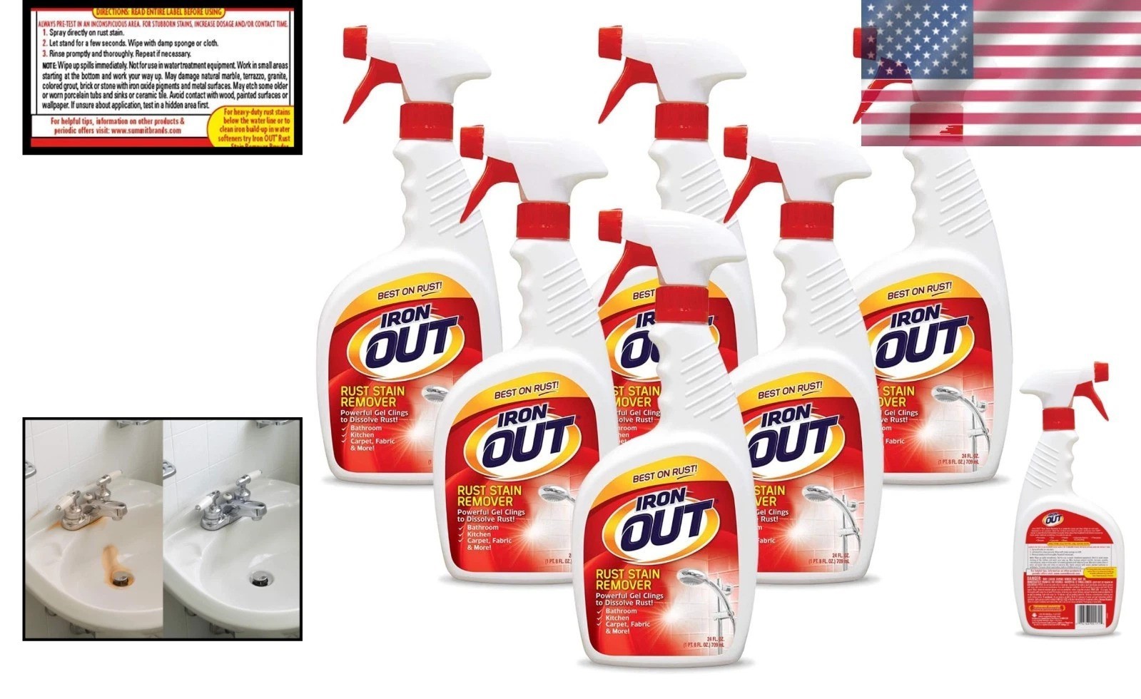 24oz Rust Stain Remover Gel – Multi-Surface, Safe for Home and Family, Pack of 6
