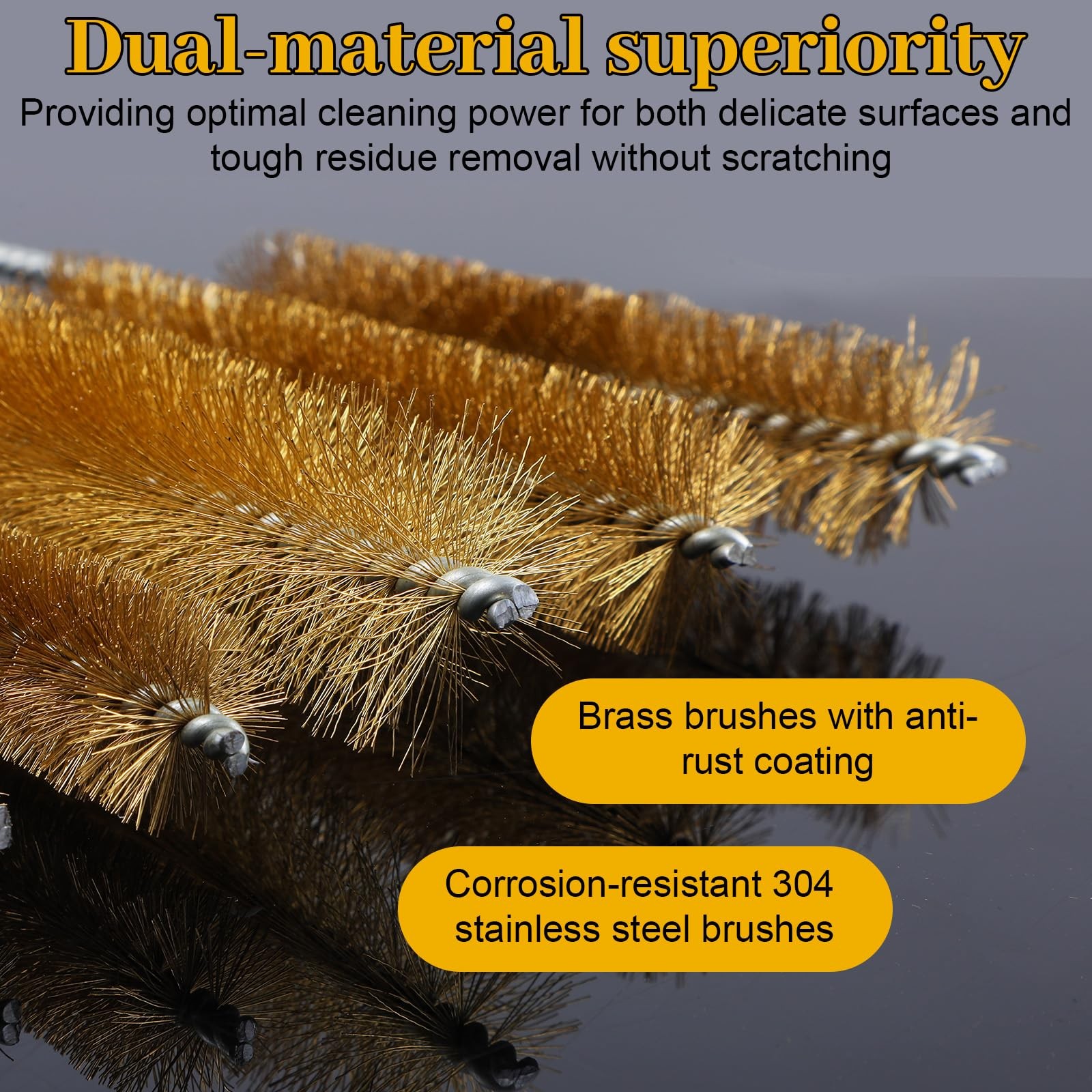 16Pcs Stainless Steel Brass Wire Tube Brushes Set, 12 Inch Long Round Wire Pi…