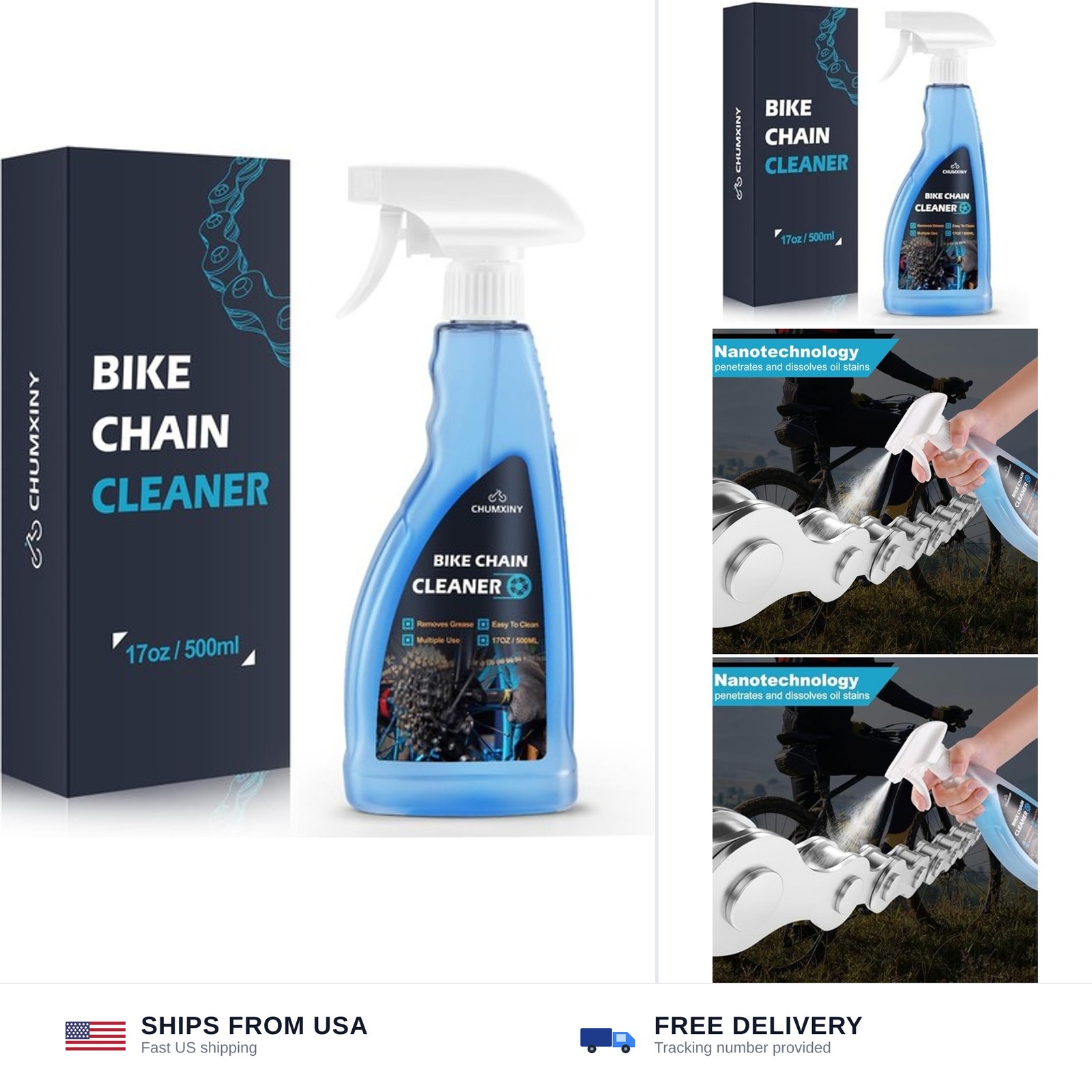 CHUMXINY Bike Chain Degreaser, 17 fl oz Spray Non-foaming Design for MTB/Grav…