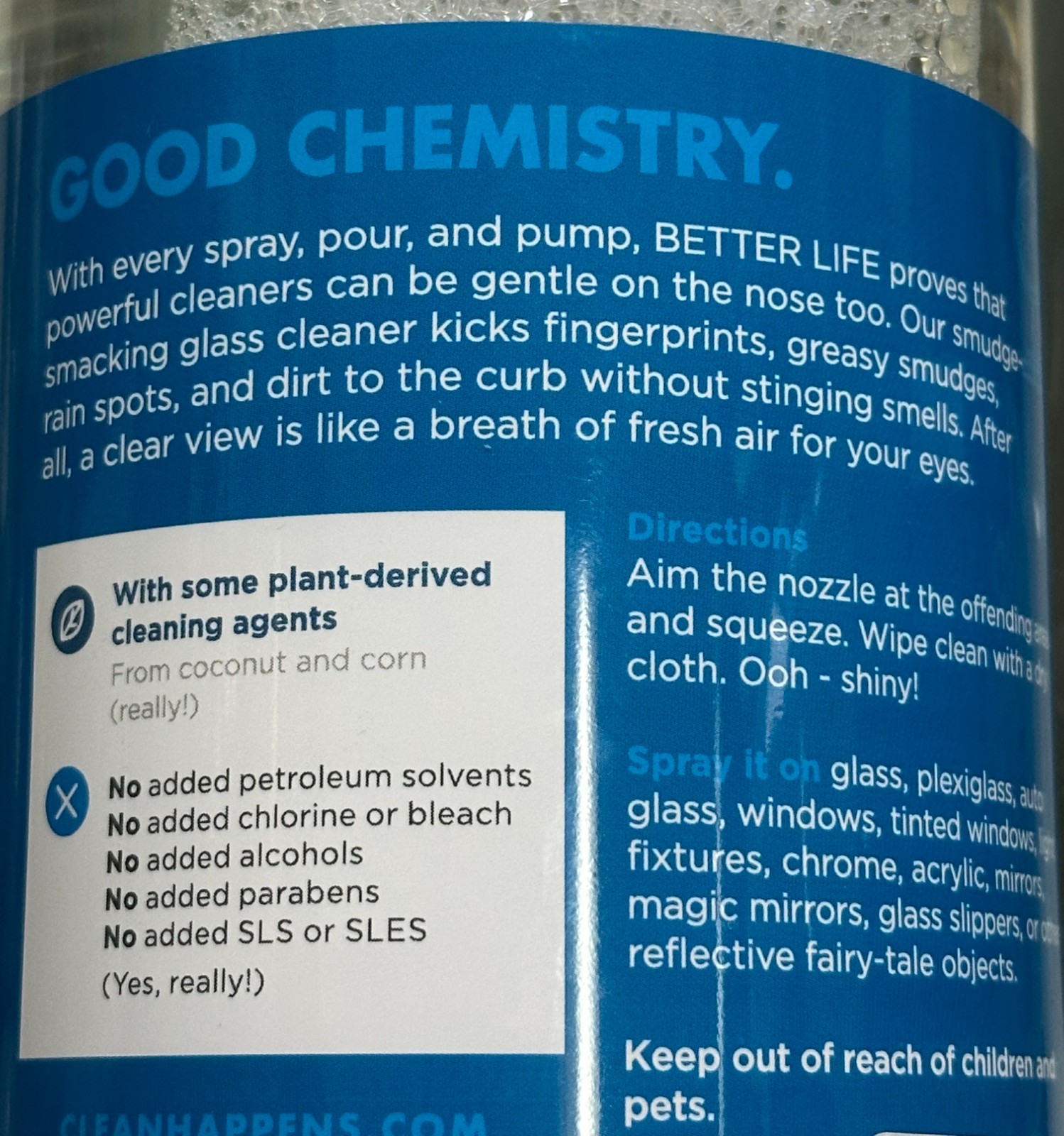 2-Pk~ BETTER LIFE Plant-Derived SMUDGE SMACKING Ammonia Free GLASS CLEANER 946ml
