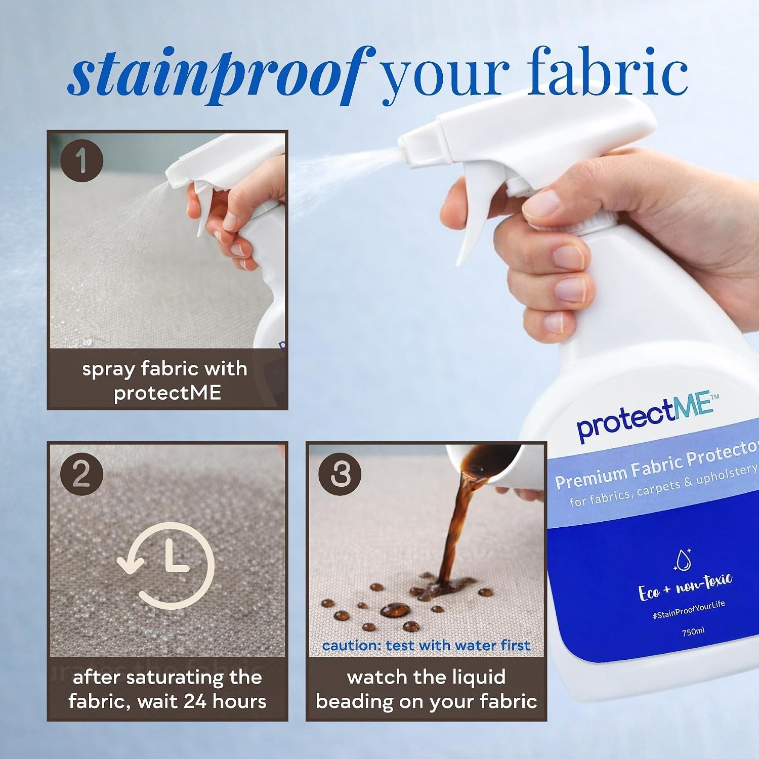Non-Toxic Fabric Protector 84.5oz + Sprayer, Repels Liquids, Easy Application