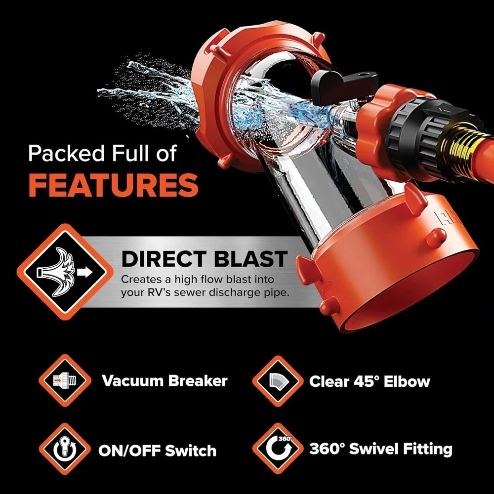 Rhino Blaster RV Tank Rinser with Backflow Preventer RV Accessories for Toile