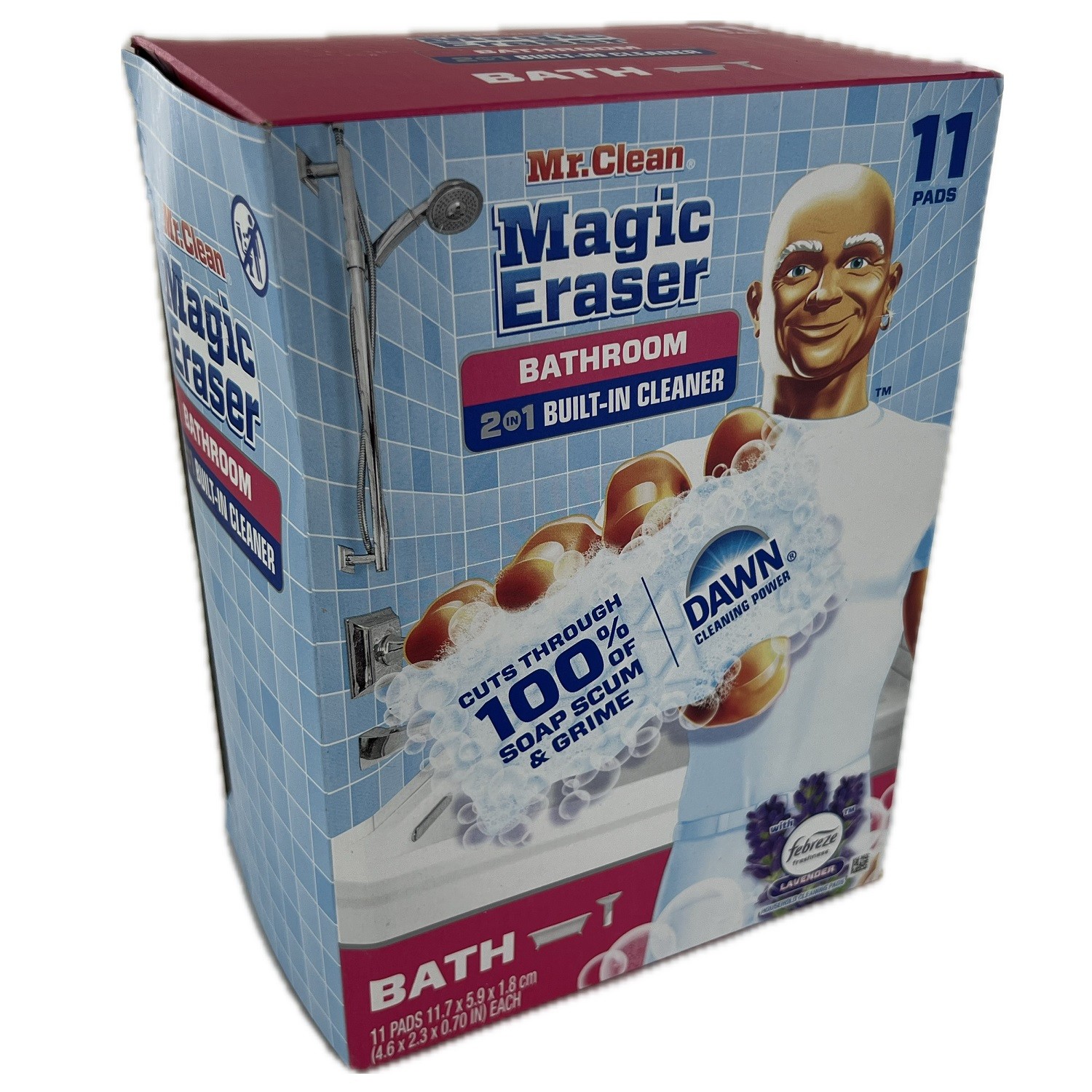 Mr. Clean Magic Eraser Bathroom 2 in 1 Built in Cleaner, 11 Count