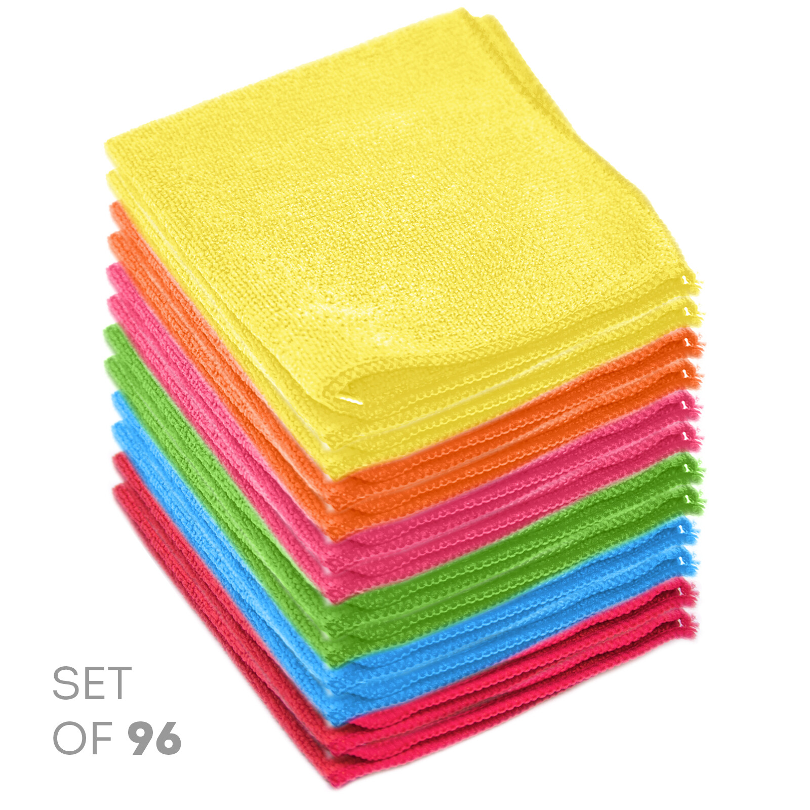 Microfiber Cleaning Cloths, 96 Pack Car & Home Towels Rags No Scratch -12″ x 12″