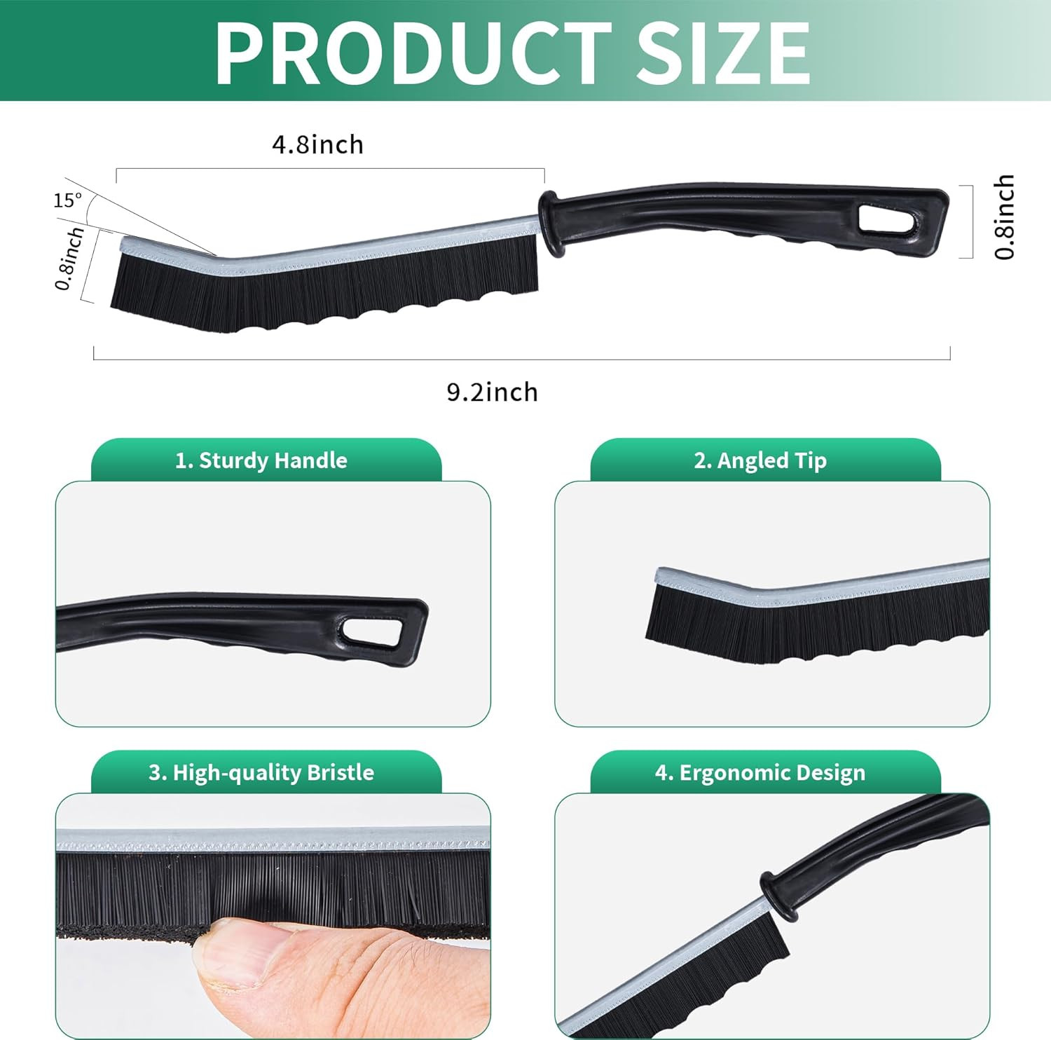 6-Pack Hard Bristle Crevice Cleaning Brush, Best Tool for Cleaning Grout, Gaps