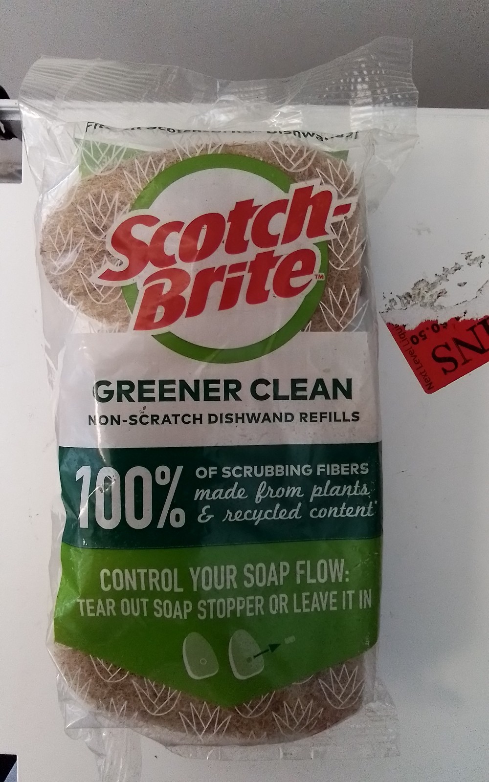 Scotch Brite 3ct Dishwand Foam Wand Refill Non-Scratch Greener Clean Plant Fiber