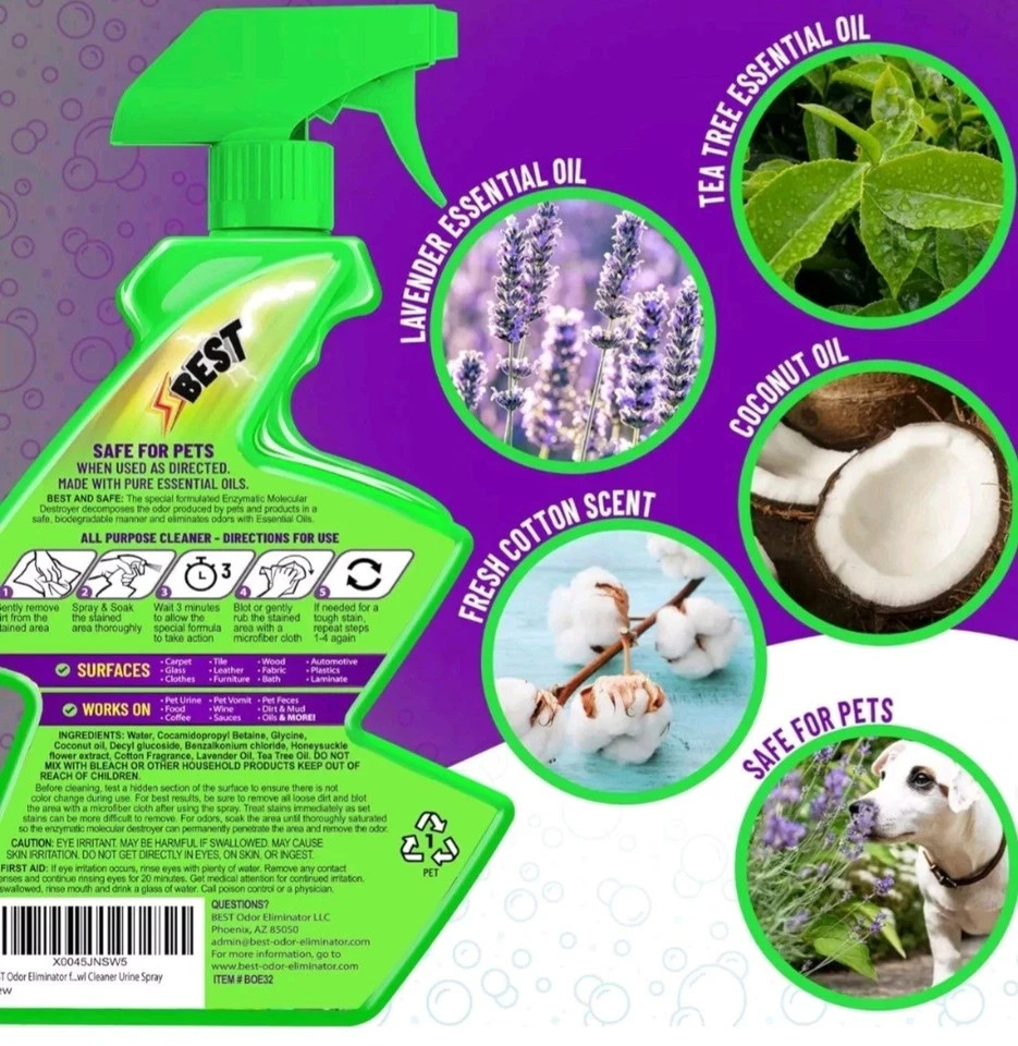 Best Odor & Stain Eliminator All Purpose Cleaner, Industrial Grade 32 oz