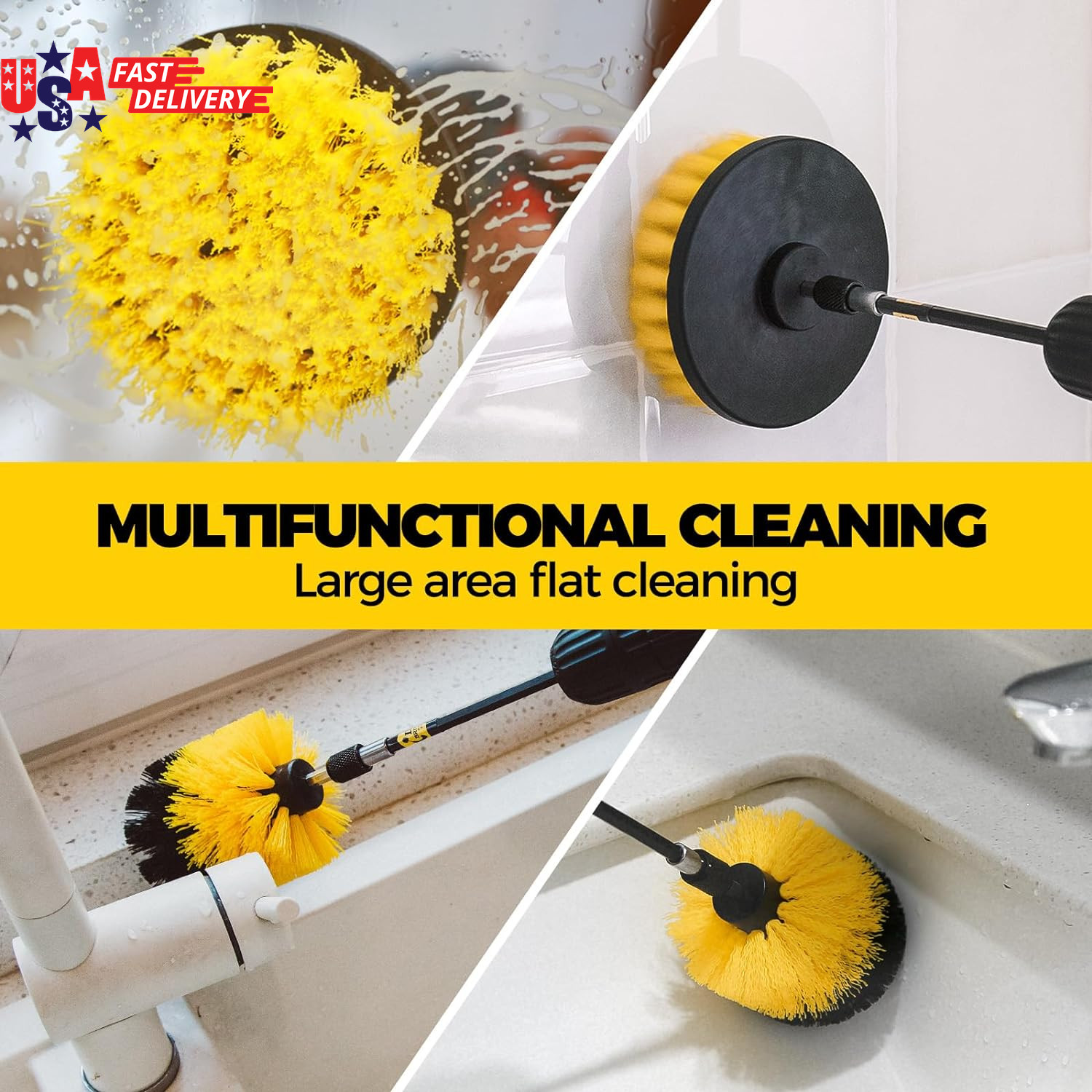 6Pack Drill Brush Power Scrubber Cleaning Brush Extended Long Attachment Set All